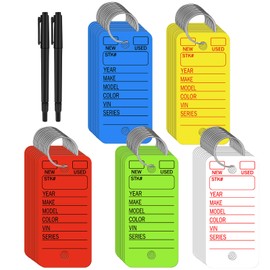 Gersoniel 200 Pcs Poly Car Key Tags with 200 Pcs Rings and 2 Markers, Plastic Key Ring Tags with Labels Identifiers Keychain Labels for Car Truck Rv Dealer Luggage (Multicolor)