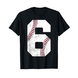 2019 6th Birthday Baseball Boys Kids Six 6 Years Old T-Shirt