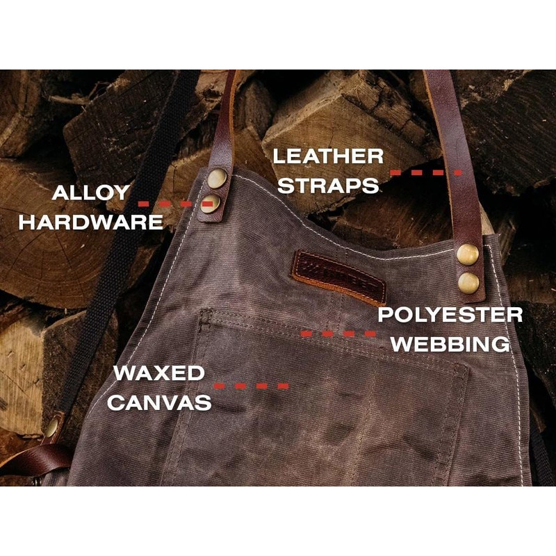 Breeo Waxed Canvas Apron - Leather Straps - D Rings