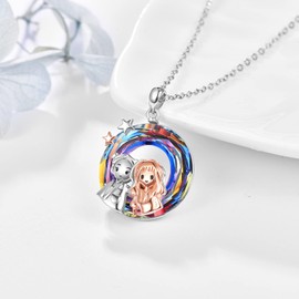 Sister Necklaces 925 Sterling Silver Crystal Cat Kitty Necklace Girls Necklace Gifts for Women Girls Cat Lovers, Sterling Silver