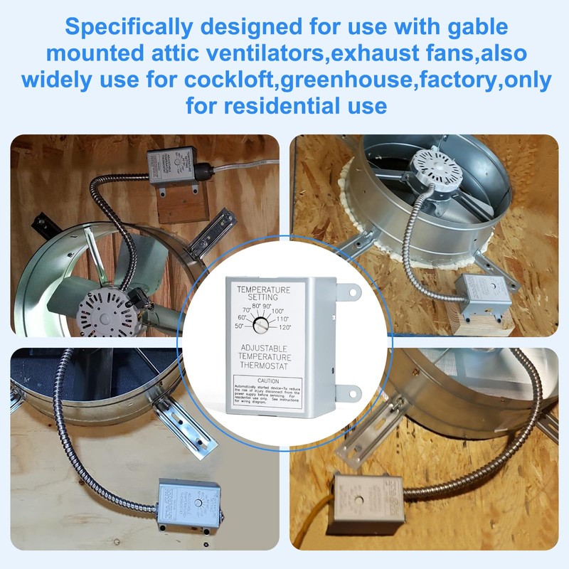 2 Pack Attic Fan Thermostat Control for Power Attic Ventilators