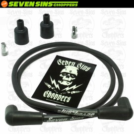 SEVEN SINS CHOPPERS MATTE BLACK STEALTH 7MM SPARK PLUG WIRE KIT CHOPPER BOBBER TRIUMPH HARLEY XS650