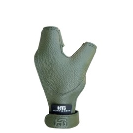Hunt & Seek Thick Cow Leather Archery Hand Guard Protector Bow Glove for Traditional Long Recurve & Compound Bow (Green, Medium, Right)