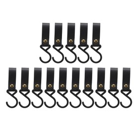 15Pcs Leather S Hooks High Strength Multifunctional Portable S Hangers for Outdoor Camping Black