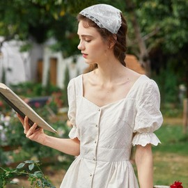 DOCILA 2 Pack Hair Bandanas Headbands For Women Cotton Linen White Lace Triangle Head Scarf Chic Chiffon Butterfly Hairbands Stylish Spring Summer Hair Accessories