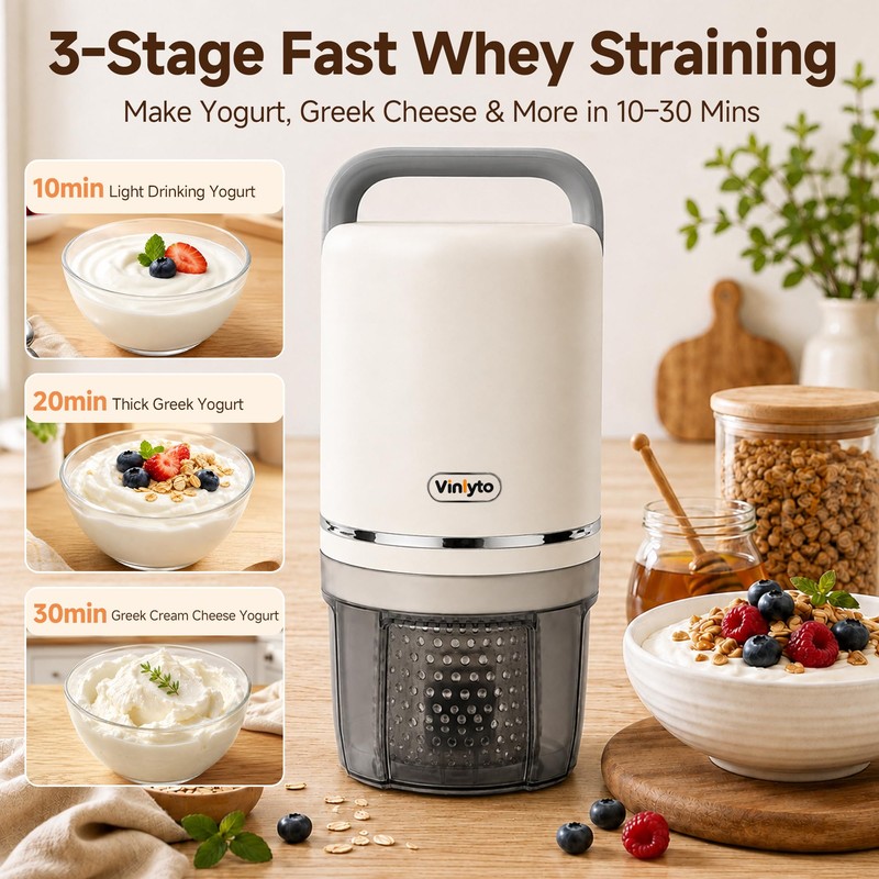 Auto Greek Yogurt Maker for Thick Cheese Yogurt & Homemade