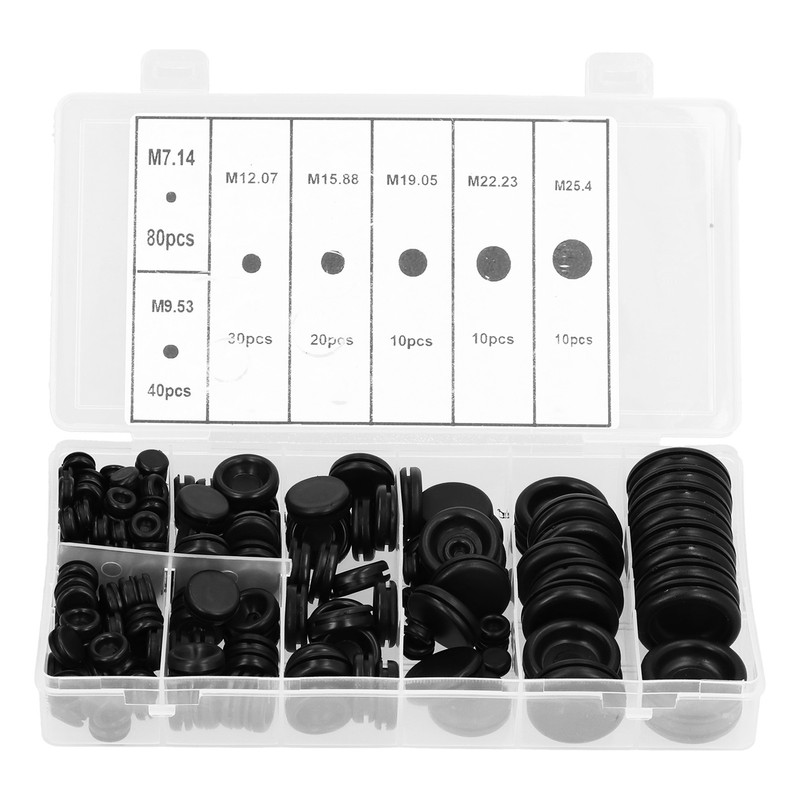200Pcs Wire Washer Kit Rubber Grommet Dustproof Insulated Fireproof for