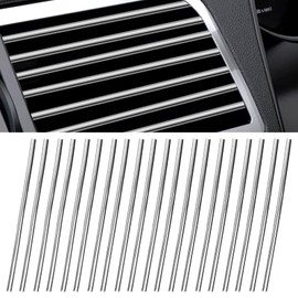 KINBOM 20pcs 7.7inch Car Vent Trims, Car Decorative Strips Automotive Interior Moulding Trim Interior Decorations for Cars Air Condition Vent Outlet Grills (Silver)