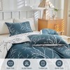 Lekesky Reversible Duvet Cover King Size, Dark Blue White Thin