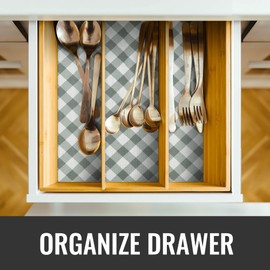 RAY STAR Shelf Liners for Kitchen Cabinets Non-Adhesive, 18 Inch X 8 Feet Cabinet Liners for Shelves Waterproof Easy Trim Wipe Clean Non Slip Grip Bottom Drawer Pantry Liner Gingham Checkered Grey