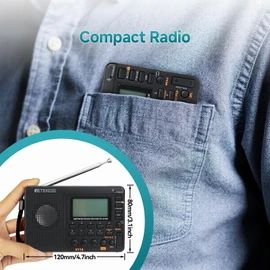 Retekess V115 Shortwave Radio, Digital Radio AM FM, Shortwave Receiver with 1000mAh Rechargeable Battery, Presets, TF/AUX Playback and Recording, Bass Speaker, for Camping