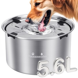 5.6L/189oz Large Dog Water Bowl, Slow Feeder Dog Bowls, Slow Drinking Dog Water Bowl, Slow Water Feeder with Floating Disk, Stainless Steel Dog Water Bowl No Spill for Small Medium & Large Dogs