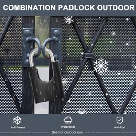 ZHEGE Heavy Duty Long Shackle Combination Padlock Outdoor, 4 Digit Padlocks with Code, Large Padlock with Anti-Attack Design, Weatherproof Combination Lock for Shed, Garage, Gate, Fence (Black)