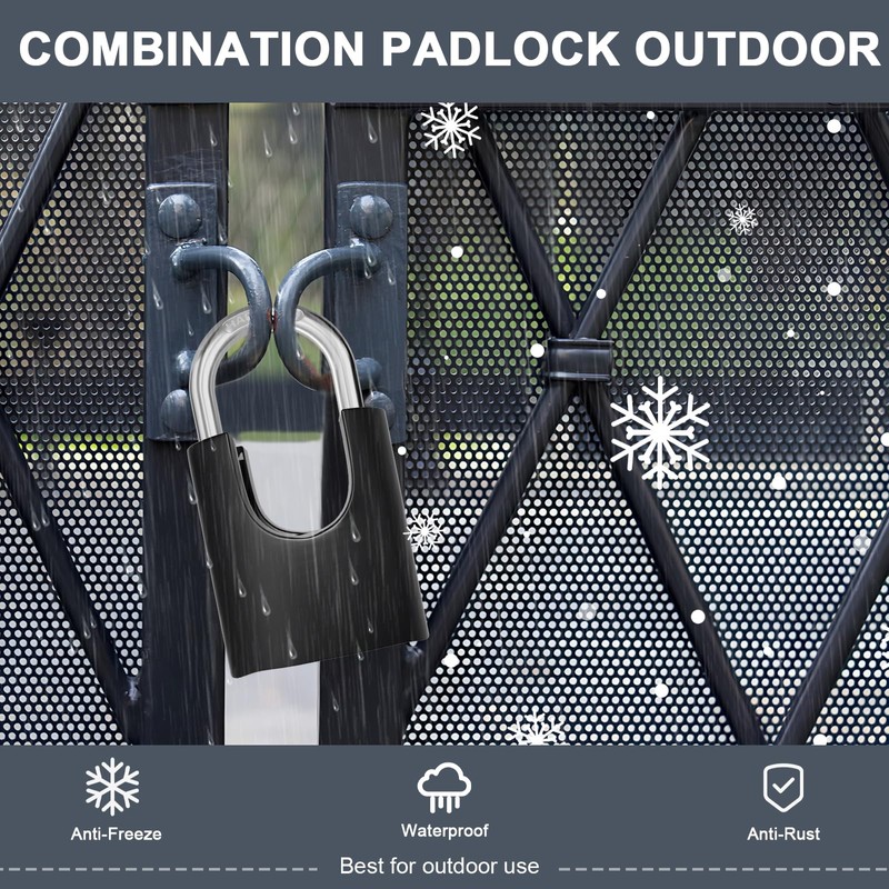 ZHEGE Heavy Duty Long Shackle Combination Padlock Outdoor, 4 Digit