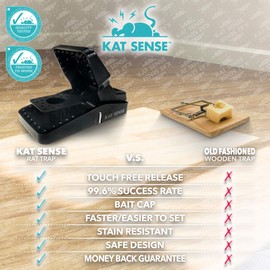 Kat Sense Rat Traps That Work Indoor & Outdoor for Instant Kill Results, Set of 8 Large Reusable Snap Traps for Mice Chipmunks 'N Squirrels