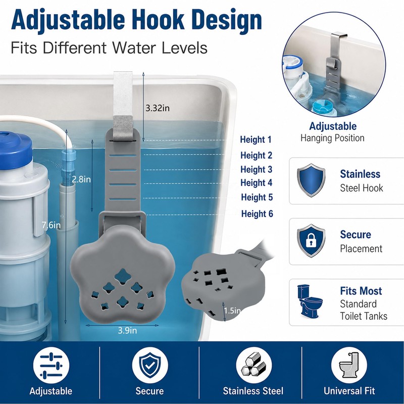 Toilet Tank Tablet Holder, Toilet Bowl Tablet Holder with Adjustable
