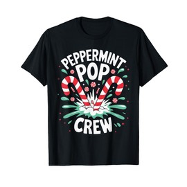 Festive Peppermint Pop Crew Holiday Candy Cane Matching T-Shirt