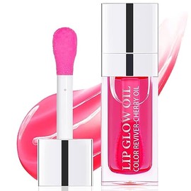 Hydrating Lip Glow Oil Hydrating & Long Lasting Plumping Lip Gloss Non-StickyTinted Lip Balm Lip Care Transparent Toot Lip Oil Prevents Lip Lines and Dry Cracked Lips (Cherry)