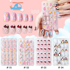 EBANKU Kids Nail Tips Stickers Set, 288 Pieces, 12 Pack, Makeup Kit, Gift for Girls