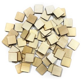 WELANE Square Wood Slices, 70 PCS Unfinished Blank Wood Chip for DIY Crafts, Paintings, Pyrography, Christmas Decorations (20mm/0.78in)