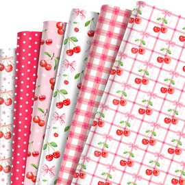 12 Sheets Cherry Wrapping Paper, 6 Styles Watercolor Cherry Patterns Gifts Wrap Paper Folded Flat Craft Wrapping Paper for Birthday Wedding Baby Shower Party Supplies,19.7'' x 27.6''