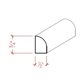 EWBS11 Baseboard Shoe 3/4" Tall x 1/2" Quarter Round. Unfinished, Poplar, 94"
