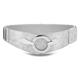 WHIPPY Wide Elastic Waist Belt Women's Waist Belt Vintage Stretch Belt with Silver Ring Clasp, E-silver