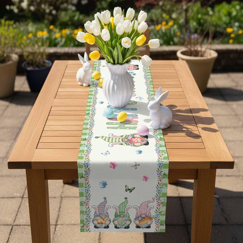 Easter Table Runner Gnome Spring Table Runners 72 Inches Long
