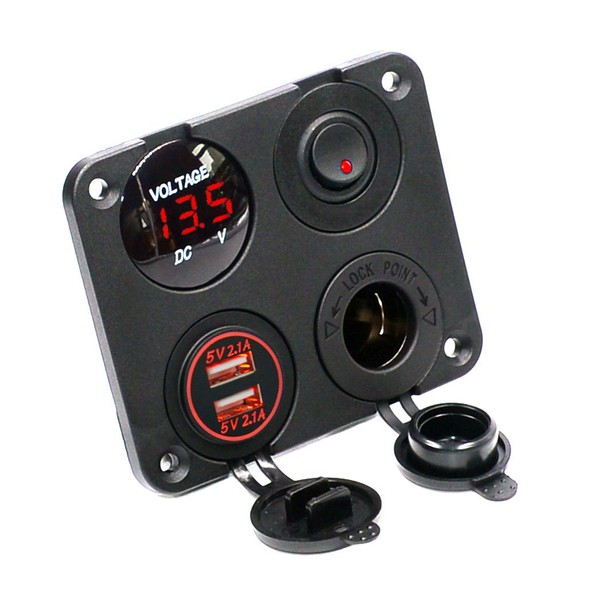 Cllena Dual USB Socket Charger 2.1A&2.1A + LED Voltmeter +