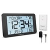 Geevon Atomic Clock with Indoor Outdoor Temperature–10.8'' Self-Setting Digital Wall