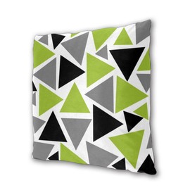 Art Fan-Design Cushion Cover Random Triangles Lime Green Gray Black On White Set of 2 Square Throw Pillow Case Sham Home for Sofa Chair Couch/Bedroom Decorative Pillowcases