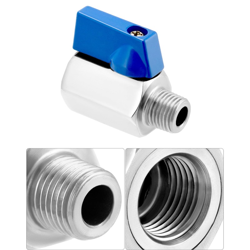 QWORK 1/4" Mini Ball Valve 316 Stainless Steel, Female x