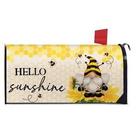 Zifmrtrwn Spring Summer Mailbox Covers Summer Bees Gnomes Letter Box Cove Magnetic Waterproof Mail Wraps for Outdoor Yard Garden Standard Mailbox Decor-21 x18