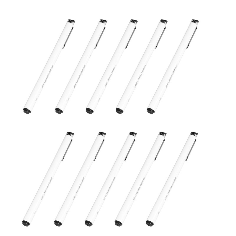 10Pcs Fineliner Pens Black Ink Durable Waterproof Fadeless High Smoothness