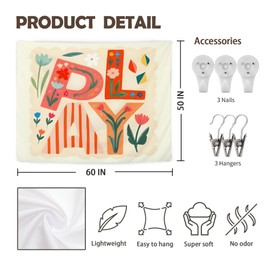 URLLUAE Playroom Tapestry, Play Room Decor, Boho Colorful Cute Floral Playroom Wall Tapestry Backdrop for Nursery Kids Girls Bedroom Play Rooms Decoration, 50x60 Inch