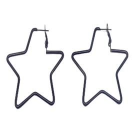 Stainless Steel Heart Hoop Earrings for Women Black Large Simple Hollow Love Metal Wire Earrings