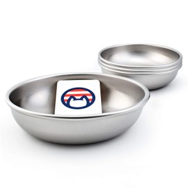 Stainless Steel Cat Bowls for Food & Water by Americat – Made in USA – Dishwasher Safe, Human Grade, Whisker Friendly Dishes (4 Bowls)