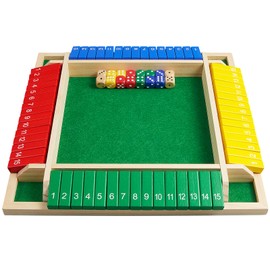 BIVOMON Upgrade Shut The Box Dice Game 1-4 Player, Wooden Board Table Math Games with 16 Dices, Classics Tabletop Version Games for Kids & Adults, Home, Classroom, Party or Pub (14 Inches)