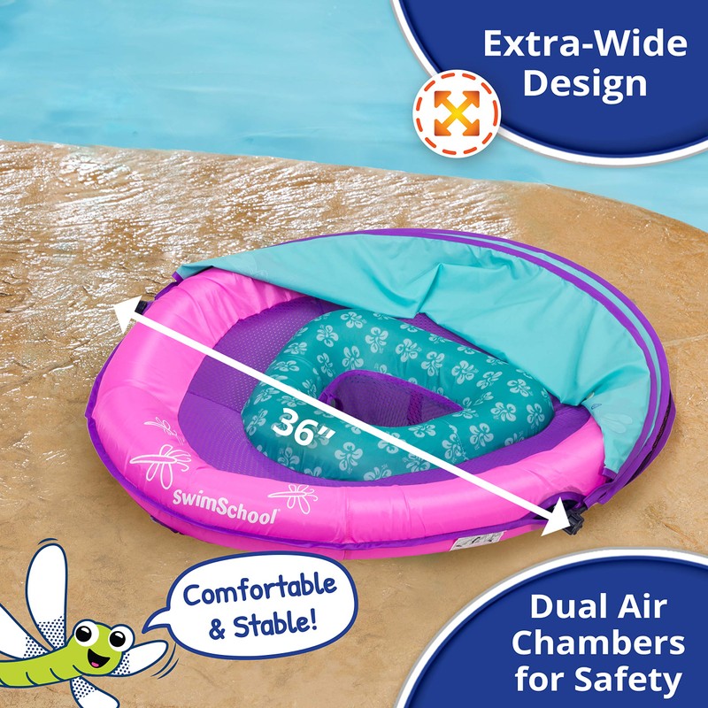 SwimSchool Deluxe Baby Pool Float with Adjustable Canopy - 6-24