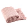 BATTILO HOME Pink Knitted Throw Blanket Textured Solid Sofa Couch