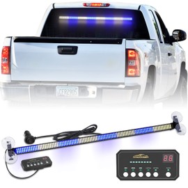 XRIDONSEN 35 inch Traffic Advisor Light Bar 144 LED Blue White Emergency Warning Flashing Safety Interior Windshield strobe Police Lights w/Directional Arrow for Law Enforcement Vehicles Trucks