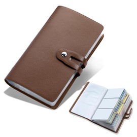 angimi Leather Business Card Organizer, RFID Blocking Credit Card Holder, Professional Business Card Holder and Name Card Book, Credit Card Protector - Holds 96 Cards (Black)