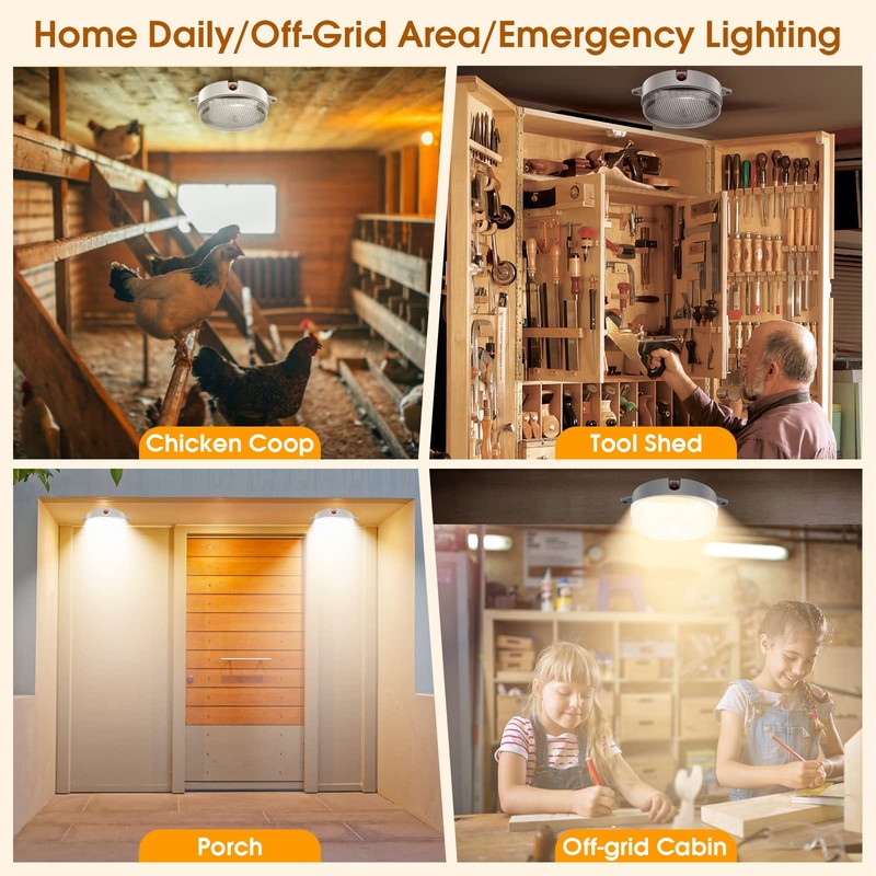 UPONUN Solar Ceiling Lights 2 Pack, Daytime Available 3200K/4000K/6000K Dimmable