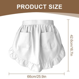 LFCFBH Half White Apron, 2 Pockets Frilly Waitress Apron for Women, Suitable for Kitchen Cooking Restaurant Coffee Shop