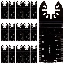 BLOSTM Wood Cutter Saw Blades 15 Pack - 35mm Multi Tool Blades for Cutting Wood, Plastic & Soft Metal, Quick Release Oscillating Saw Blades Fit Most Oscillating Multi Tools - Includes Storage Case