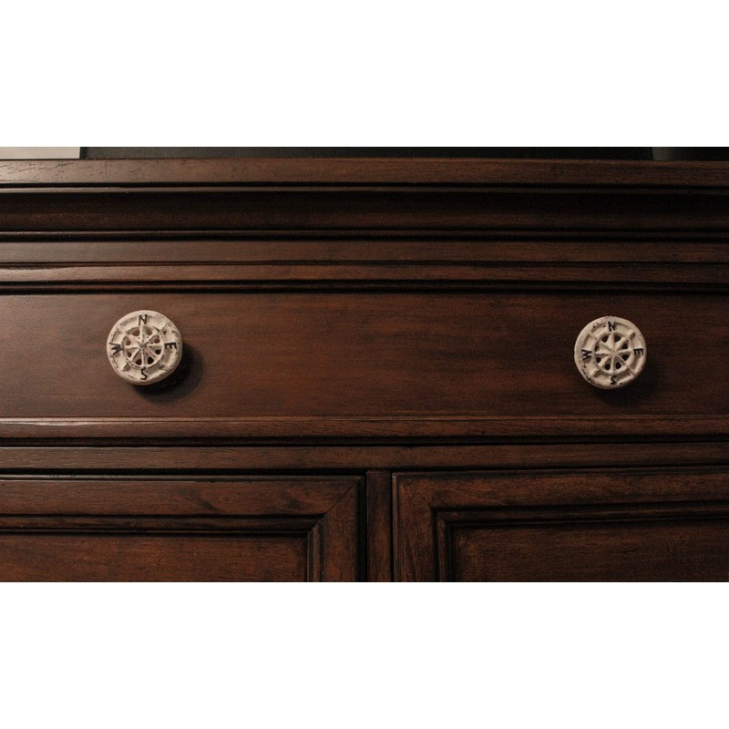 Set of 12 Antique White Cast Iron Nautical Compass Rose