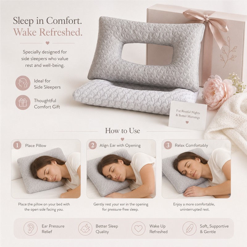 Ear Protection Pillow for Side Sleepers – Donut Ear Hole