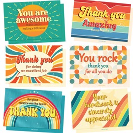 GRADESIN 24 Pack Employee Appreciation Thank you Cards for Coworkers with Envelopes & Stickers 4" x 6" Staff Appreciation Cards Gifts for Work Anniversary, 6 Designs