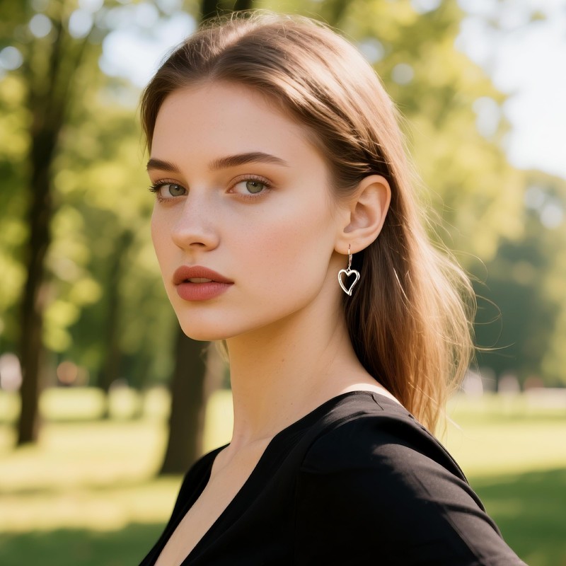 Sterling Silver Heart Dangle Earrings for Women Trendy Openwork Silver