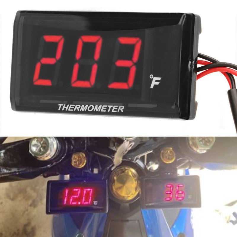 Motorcycle Digital Water Temperature Gauge Ultra Thin DC 12V LCD